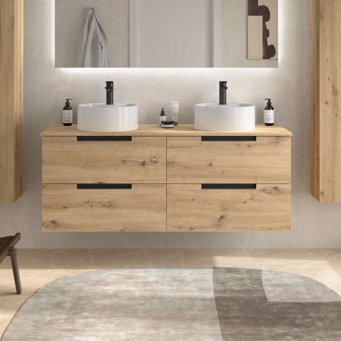 SALGAR 122014 LENI Mueble+Lavabo LISBOA 2 Senos 140cm Roble