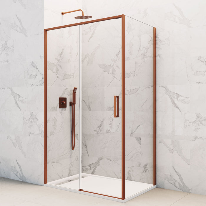 GME TWENTY Mampara Lateral Fijo Ducha 2F+1C Cobre Transparente