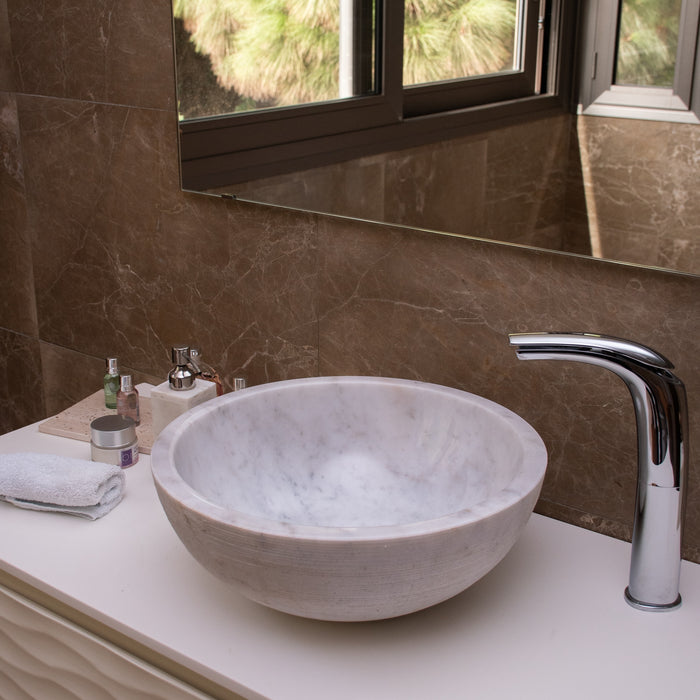 FORZINI FZ-WH/ZW-MB-112 PLUTO Lavabo redondo de marmol  Blanco