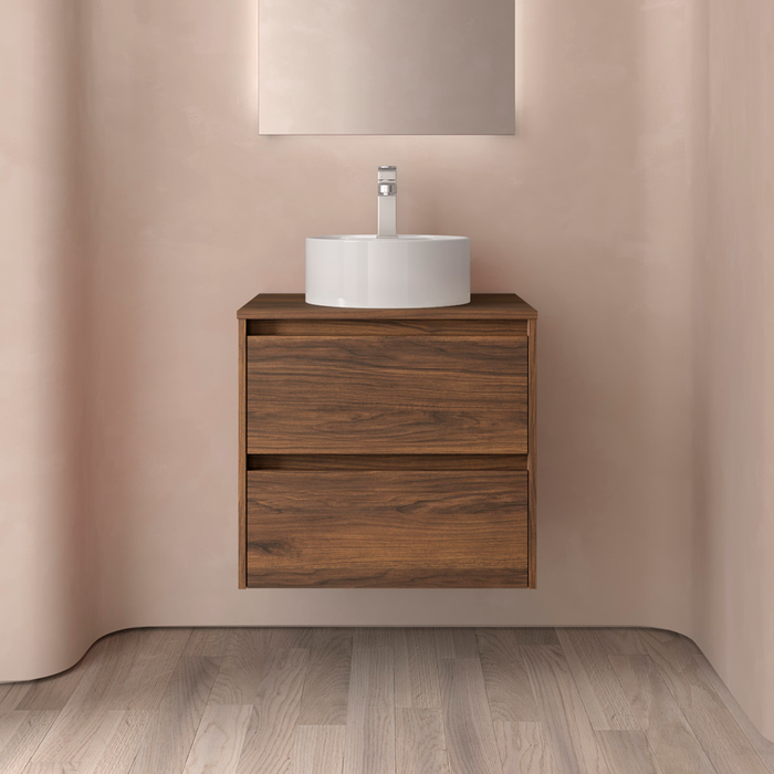SALGAR NOJA Mueble de Baño con Tapa Encimera 2 Cajones Color Nogal Maya