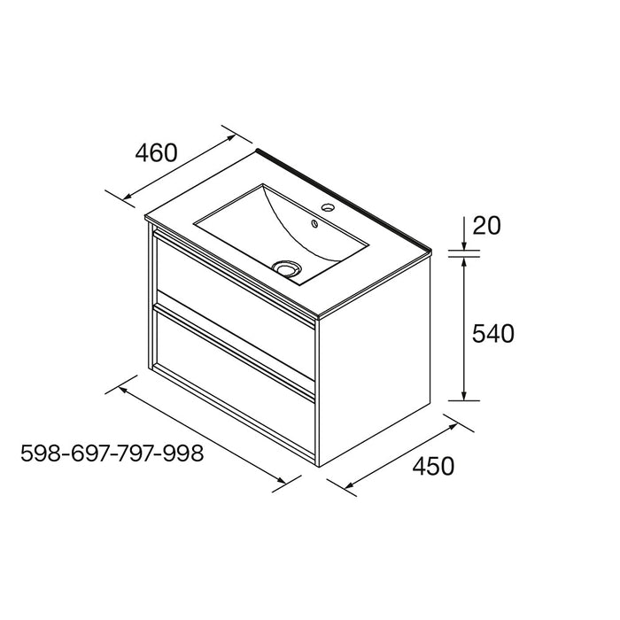 SALGAR ATTILA Bathroom Furniture with Sink 2 Drawers Matte White Color