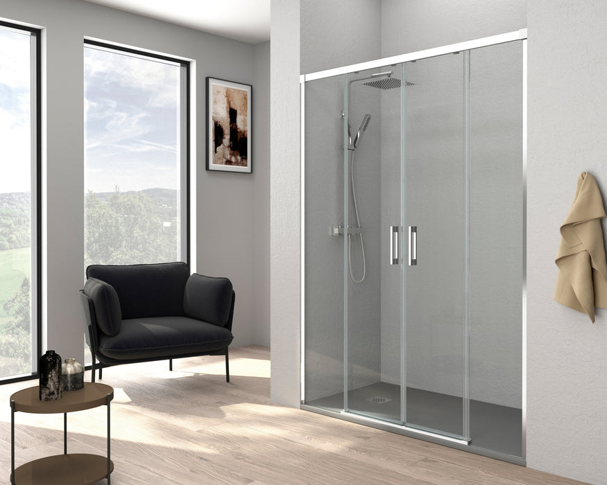 BATHME NIXON Mampara Frontal Ducha 2Fijos+2Correderas Cromo