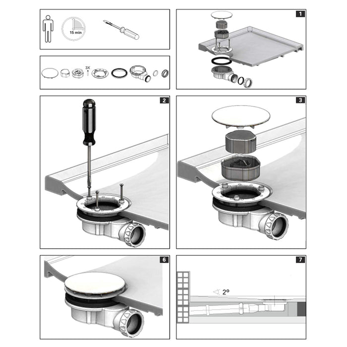 UNISAN STEPIN Ceramic Non-Slip Square White Shower Tray