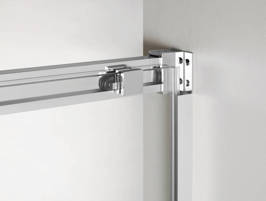 GME BASIC Mampara Frontal Ducha Corredera 1F+1C Cromo Vidrio Decorado