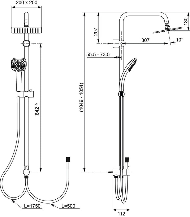 IDEAL STANDARD A5862AA IDEALRAIN Columna Para Ducha Cromo