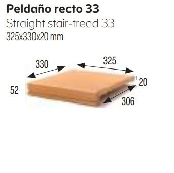 GRES DE ARAGON 901316 NATURAL Peldaño Recto 33 (Caja 6 Piezas)