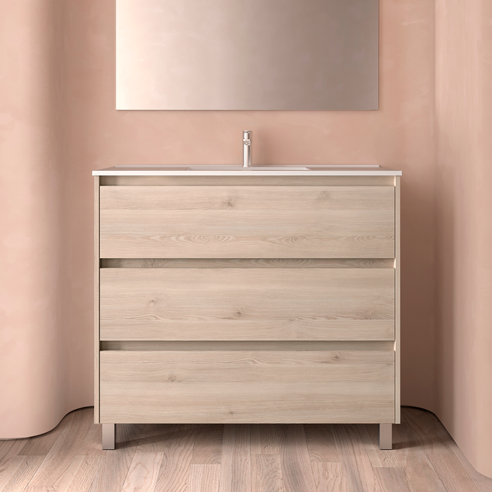 SALGAR NOJA Bathroom Furniture with Sink 3 Drawers Natural Color