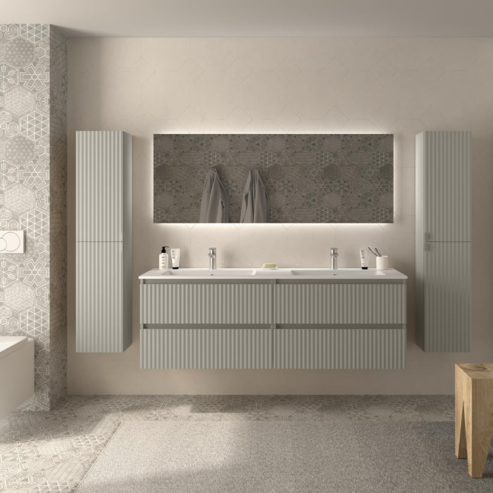 SALGAR 121753 KIRA Mueble de Baño 2 pozas Solid Surface 160cm Gris mate
