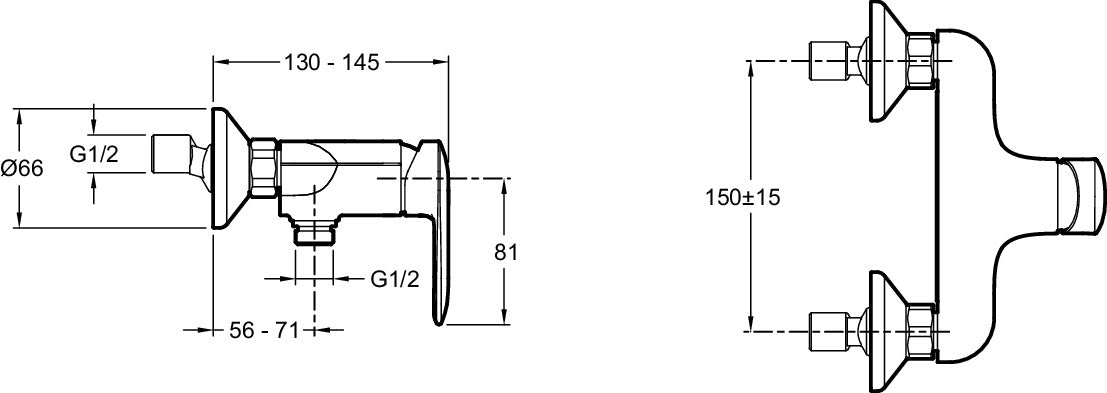 Jacob Delafon E99463-CP KUMIN Wall-mounted shower single-lever mixer