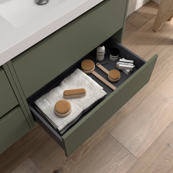 SALGAR 105529 NOJA Mueble de Baño con Tapa Encimera 4 Cajones 140 cm Color Verde Mate