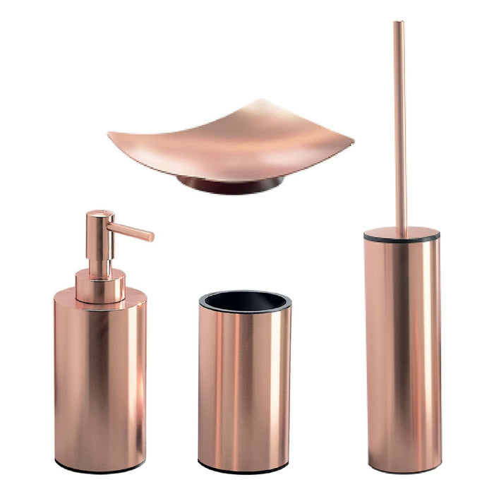 GEDY EE991500002 Set 4 Piezas (Dosificador, Portacepillos, Jabonera, Escobillero) Cobre