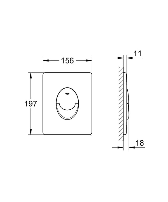 GROHE 38 505 000 SKATE AIR Placa de Accionamiento Vertical Cromo