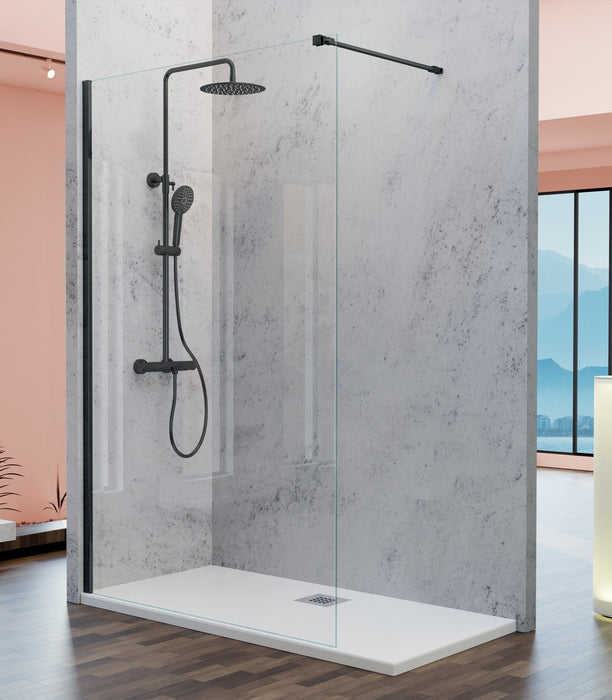 KASSANDRA FR633 FRESH Mampara Ducha Fija Negro Mate Transparente