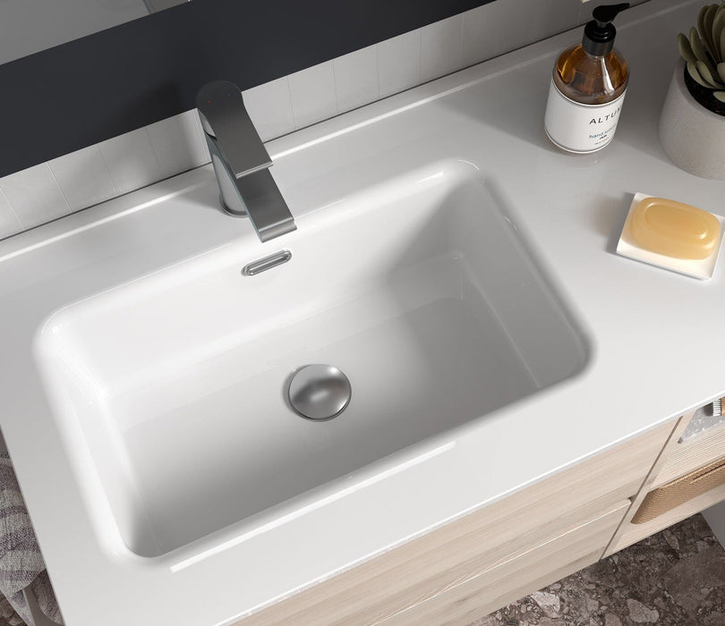 SALGAR BEQUIA Mueble de Baño con Lavabo 2 Cajones 2 Huecos Roble África Negro Izquierda