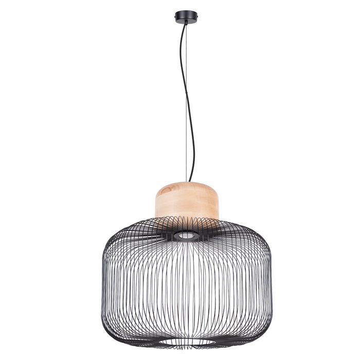 SOLLUX SL.1848 Lámpara colgante GABBIA 55 negro/madera natural