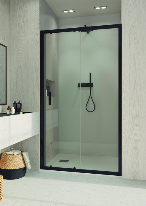 BATHME LONDON-1 Shower Screen 1 Fixed + 1 Sliding Black Transparent