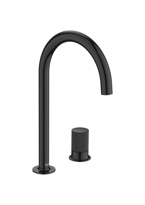 ROCA A5A3D3FCN0 NU Single-lever Sink Faucet with Shelf Handle Stripes Handle Black Titanium