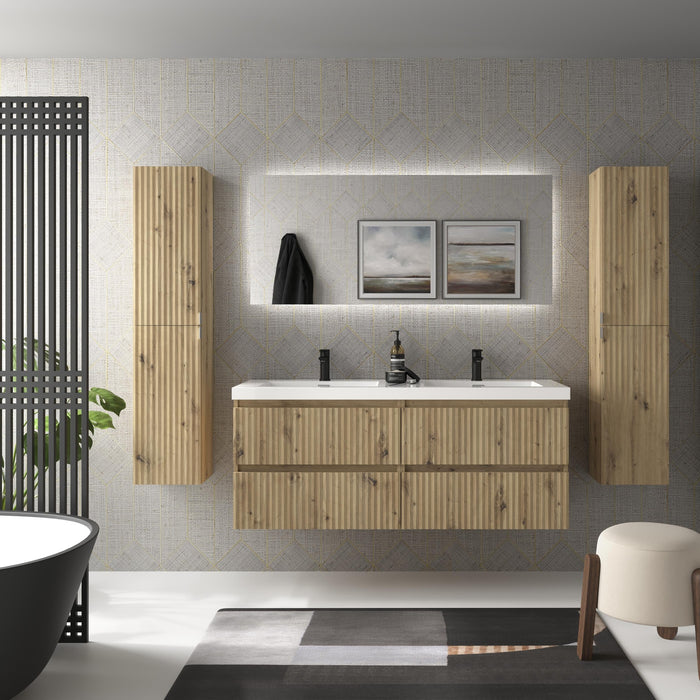 SALGAR 121750 KIRA Mueble de Baño 2 pozas Carga Mineral 140cm Roble