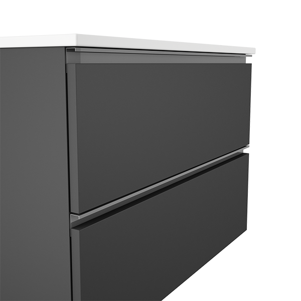 VISOBATH GRANADA Conjunto Completo Mueble de Baño Suspendido 2 Cajones Color Gris Ceniza Tirador Aluminio