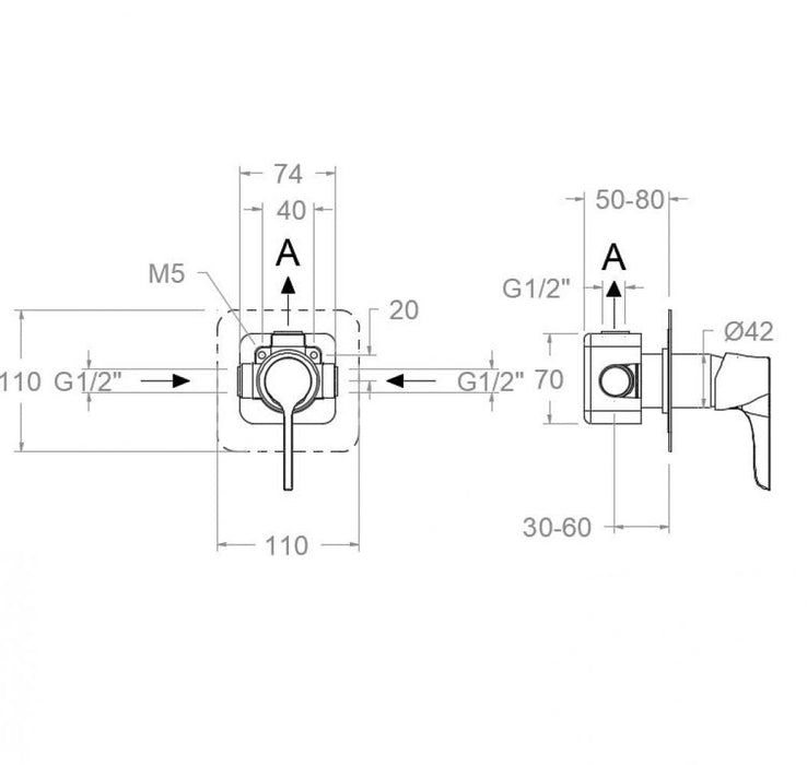 RAMONSOLER 911801SOC ADAGIO Grifo Monomando Empotrado 1 Vía S2 Oro Sin Equipo de Ducha Cepillado