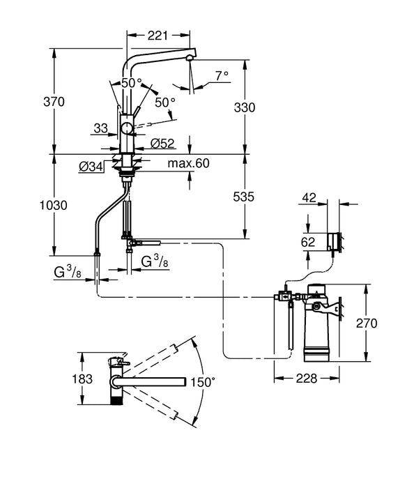 GROHE 30 589 000  BLUE Pure Minta Starter Kit Filtro S cromo