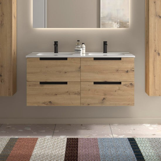 SALGAR 121983 LENI Mueble+Lavabo IBON 2 Senos 120cm Nogal