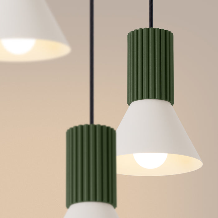 SOLLUX SL.1873 Lámpara colgante ESTRIA 3P beige/verde oliva beige/verde oliva