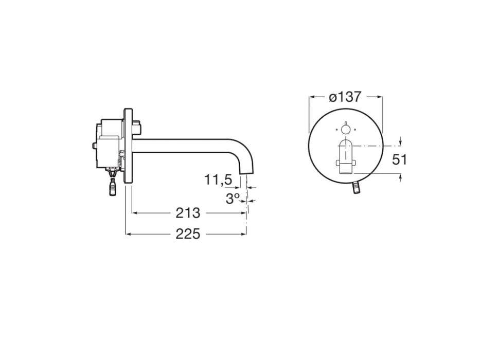 ROCA A5A4602C00 SENTRONIC Mezclador Empotrable Eléctronico Lavabo Mural Cromo