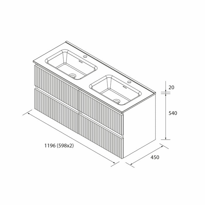 SALGAR 121747 KIRA Mueble+Lavabo IBON 120cm Nogal