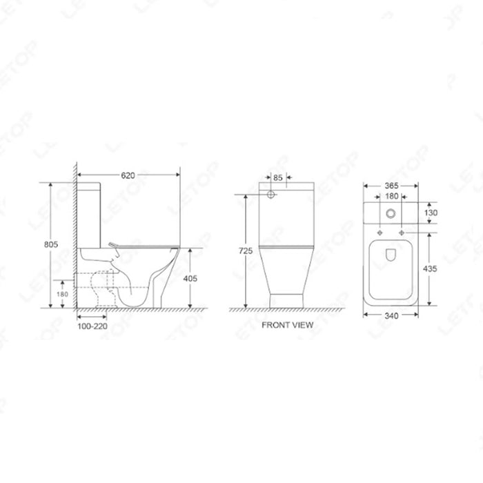 AQUORE 388864 RHODAS Pack Inodoro BTW Compacto Tornado Blanco Brillo