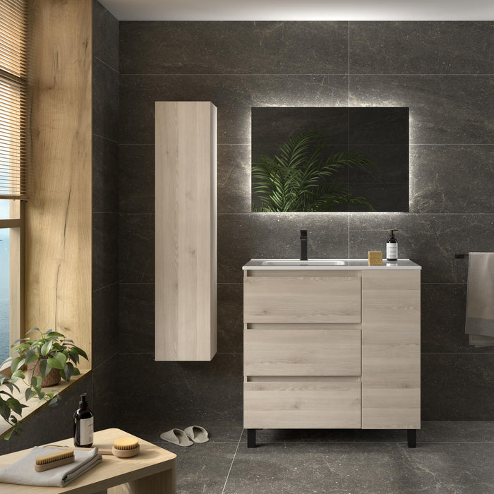 SALGAR 117495 BEQUIA PLUS Mueble de Baño 1 poza Porcelana 110cm Natural