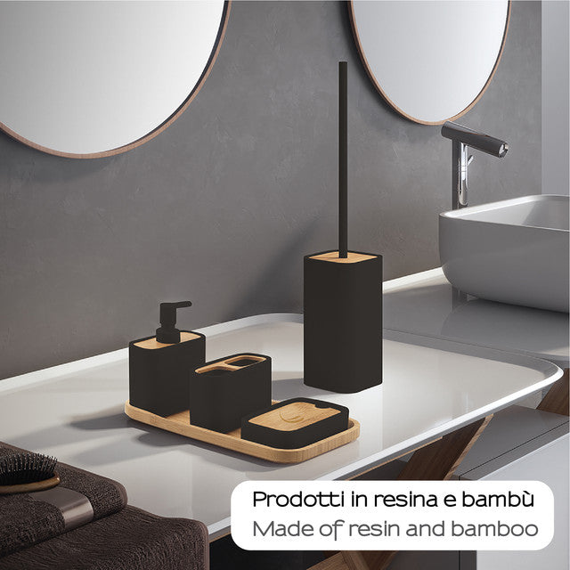 GEDY 13991400000 NINFEA Set 5 Piezas Negro Mate-Bambú