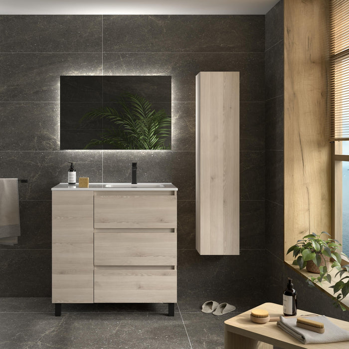 SALGAR 117498 BEQUIA PLUS Mueble de Baño 1 poza Porcelana 110cm Natural