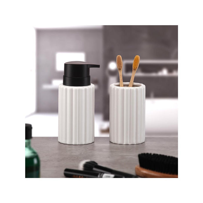 ARCOBAÑ FCTANGERB  Lote Dispensador/dosificador Jabón + Vaso Tanger Blanco