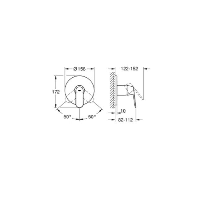 GROHE 24 044 000 EUROSMART COSMOPOLITAN Grifo Ducha Empotrado