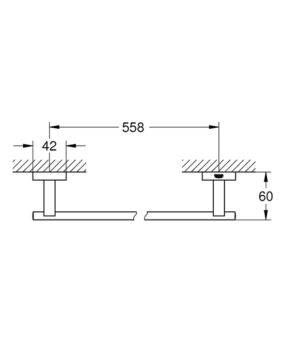 GROHE 40 509 AL1 ESSENTIALS CUBE Toallero 60 Grafito Cepillado