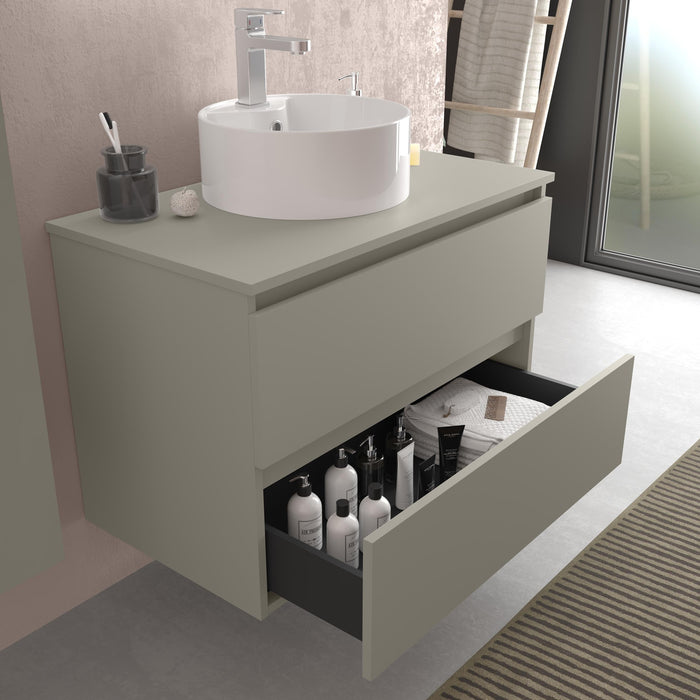 SALGAR 122362 BEQUIA Mueble de Baño 2 pozas Porcelana 140cm Gris mate