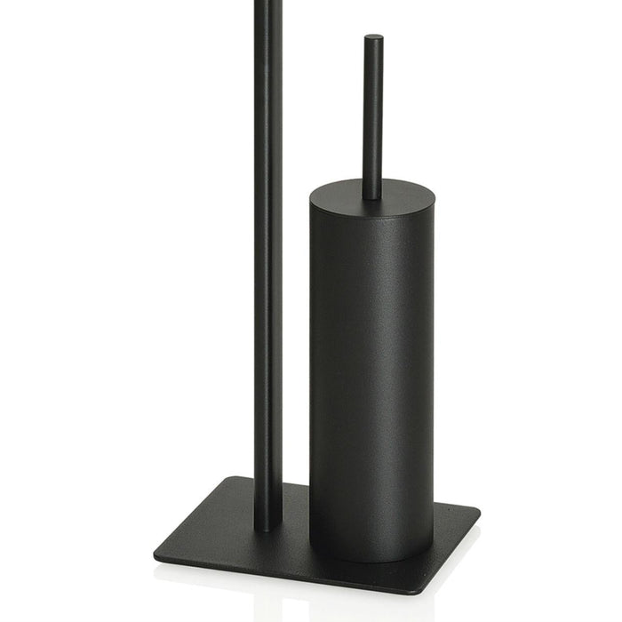 ANDREA HOUSE BA66192 Free-standing Toilet Paper Holder with Brush Black Metal and Wood