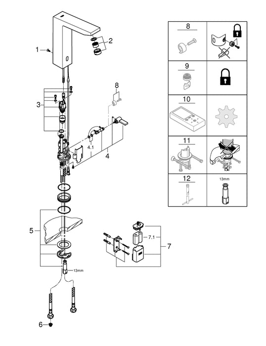 GROHE 36 446 000 ESSENCE E Grifo de lavabo 1/2" Infrarrojo electrónico tamaño M cromo