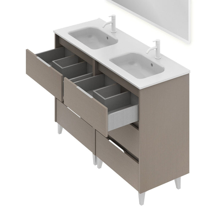 AMIZUVA C0073826 SUKI Bathroom Furniture with Sink 6 Drawers 120 cm Fumé Arenado