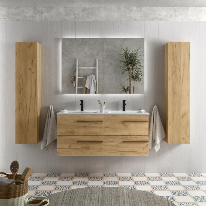 SALGAR 116083 YARA Mueble de Baño 2 pozas Porcelana 120cm Roble