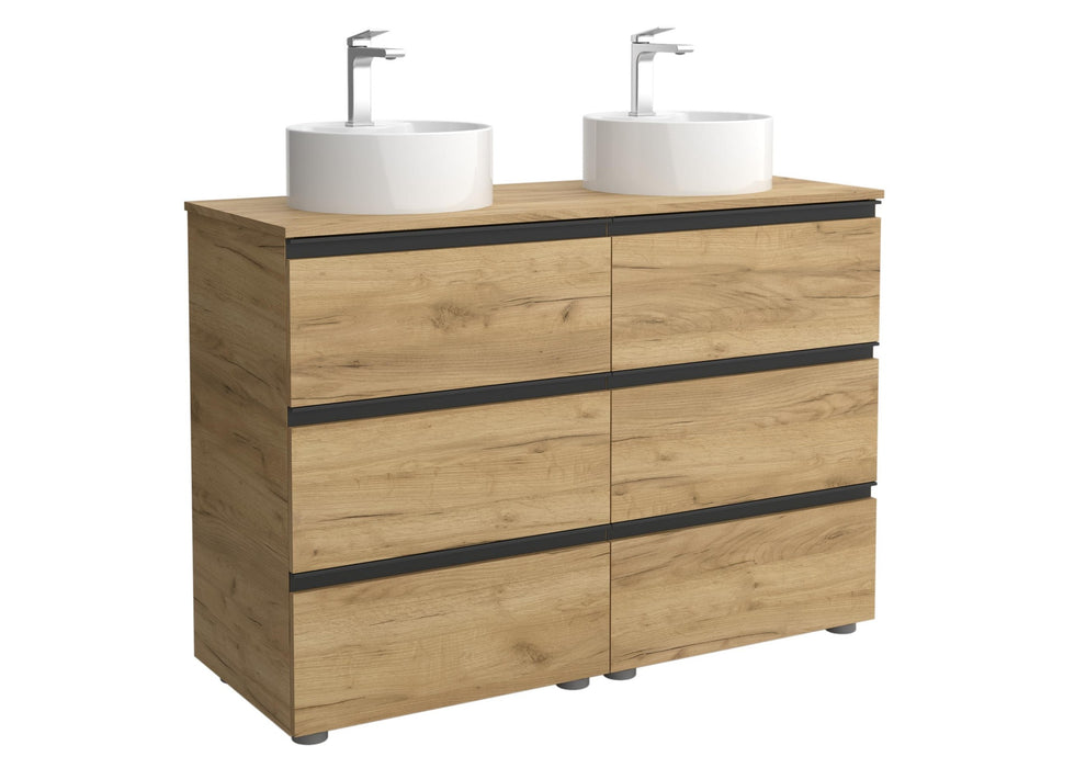 SALGAR BEQUIA METAL Mueble 3C Lavabo sobre encimera 120 cm Roble