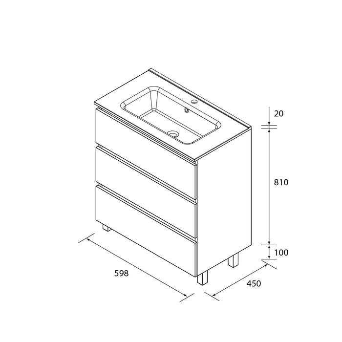 SALGAR BEQUIA Mueble 3C Lavabo Constanza Roble