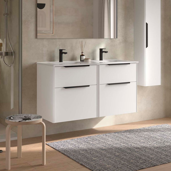 SALGAR 119761 LUVA Mueble+Lavabo 120 Blanco Satinado Tirador Negro