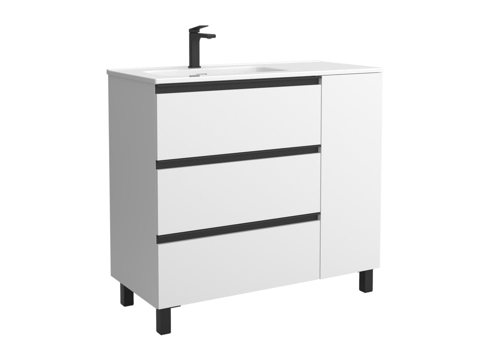 SALGAR 117550 BEQUIA PLUS METAL Mueble de Baño 1 poza Porcelana 110cm Blanco Mate