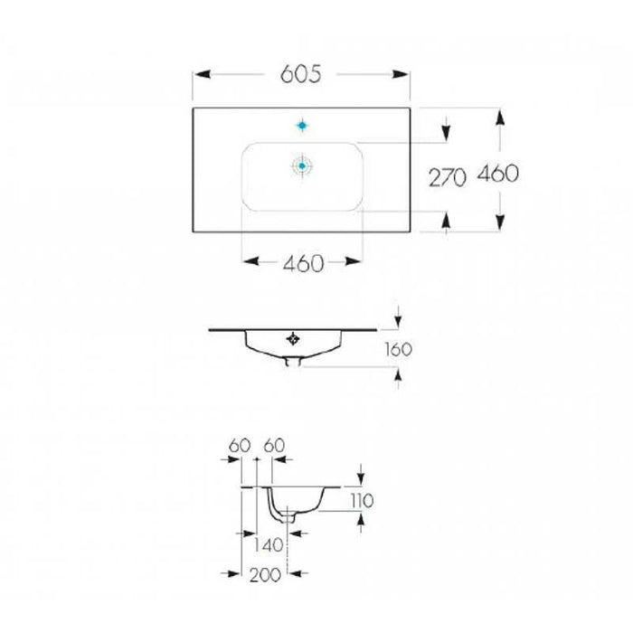 ROCA A32799E000 DEBBA 600mm Lavabo de Porcelana Blanco