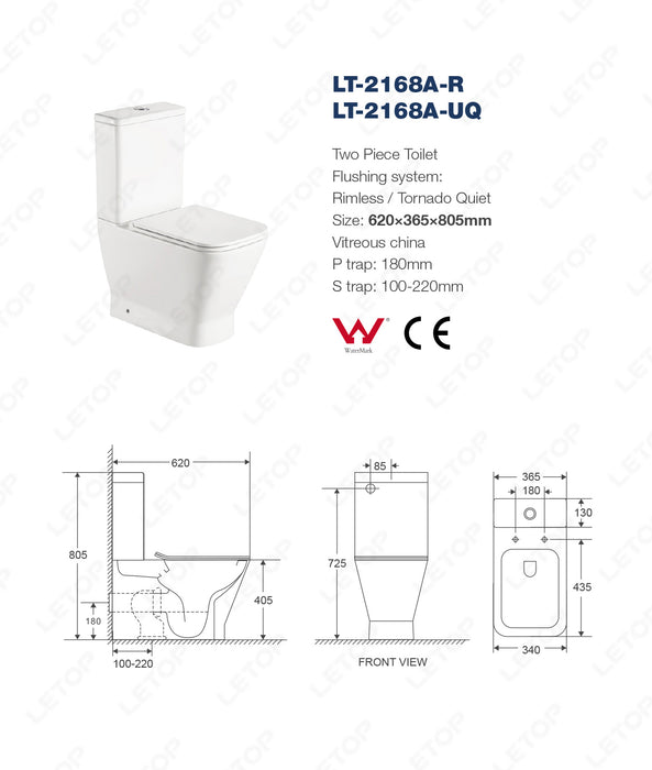 AQUORE 388864 RHODAS Pack Inodoro BTW Compacto Tornado Blanco Brillo