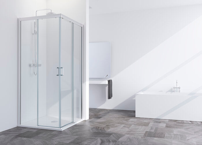 PROFILTEK SUM-320 SUMMER 2 hojas correderas+2 hojas fijas. 6 MM Plata Alto Brillo* Transparente