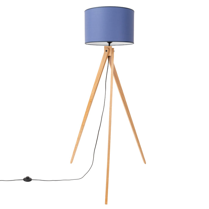 SOLLUX SL.1906 Lámpara de pie NATT navy azul marino/madera natural