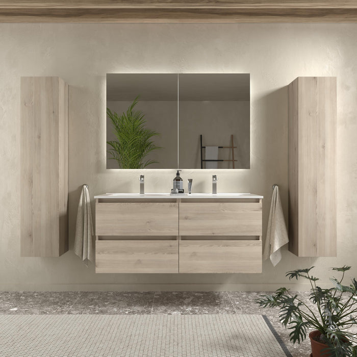 SALGAR 115830 BEQUIA Mueble de Baño 2 pozas Porcelana 120cm Natural